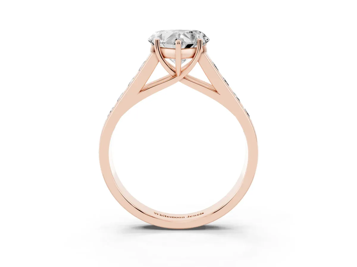 Heart Cut Brilliant Channel-Set Solitaire Ring with Four-Prong Setting Rose gold
