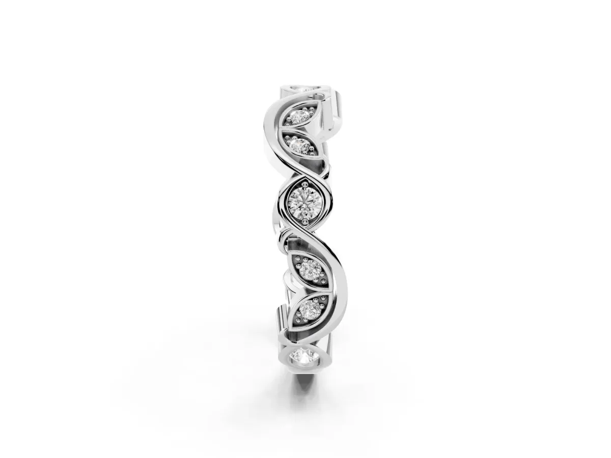Marquise and Round Diamond Infinity Eternity Band with Bezel Setting White gold