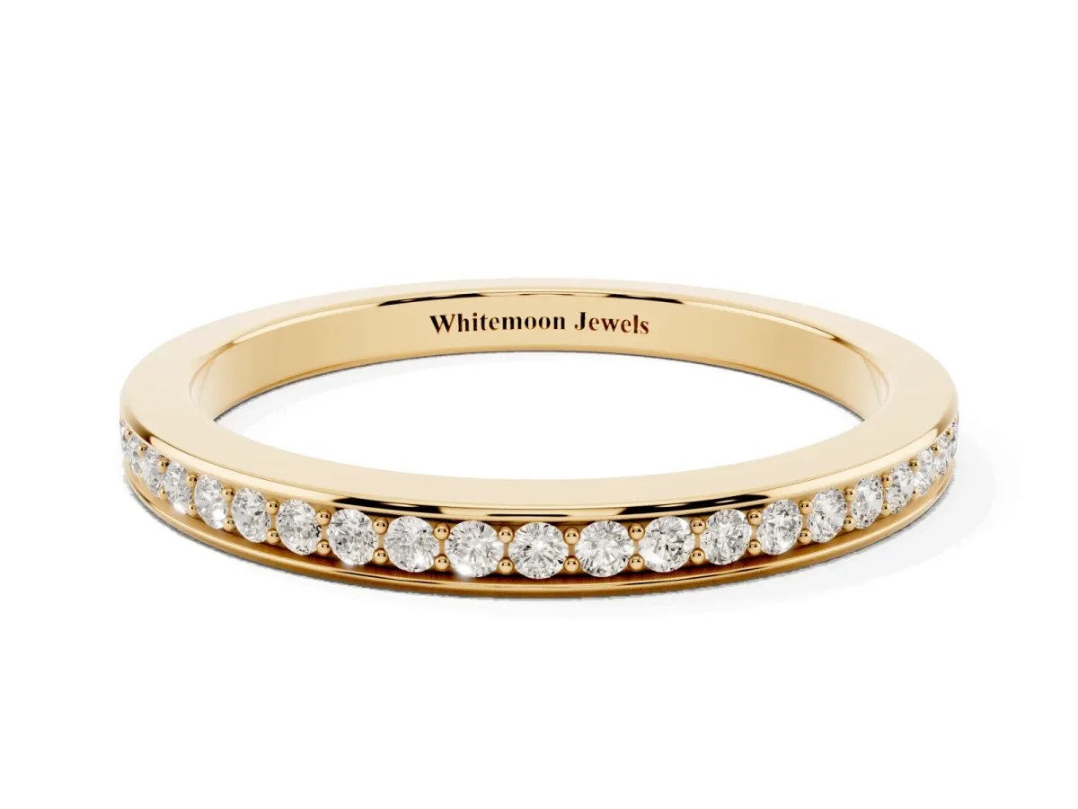 Round Diamond Pavé Set Eternity Band with Channel Setting Yellow gold
