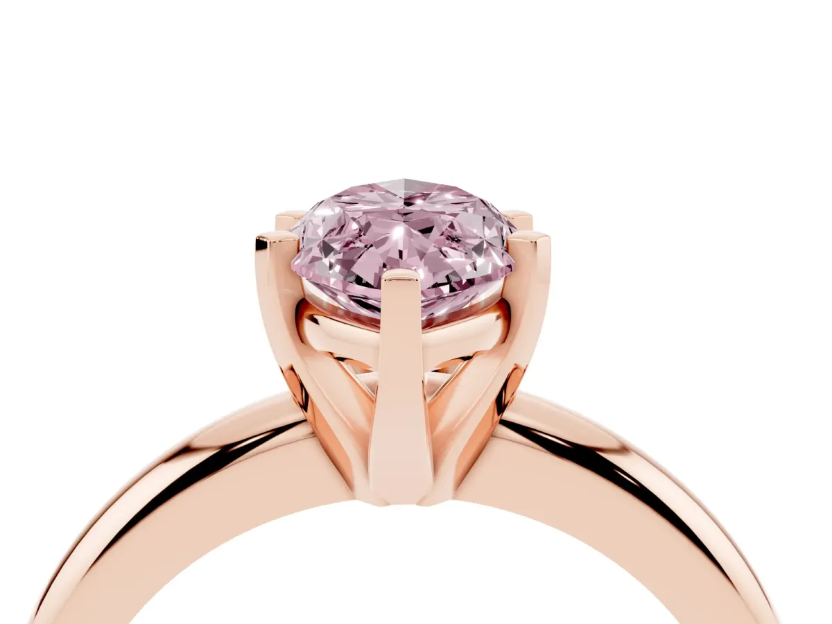 Fancy Pink Marquise Cut Diamond Solitaire Engagement Ring with Round Band and Four-Prong Setting Rose gold