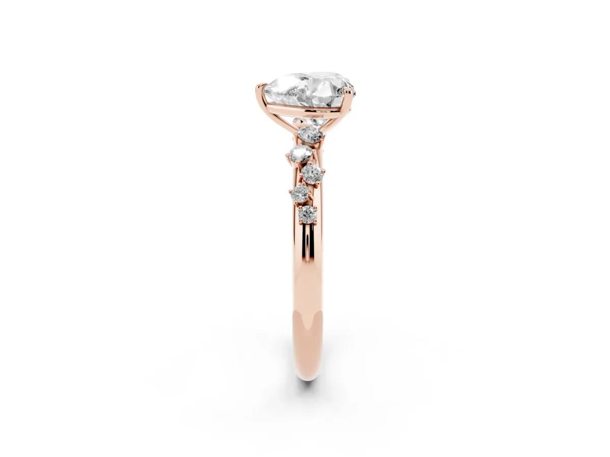 Heart Cut Diamond Cluster Prong-Set Solitaire Ring Rose gold
