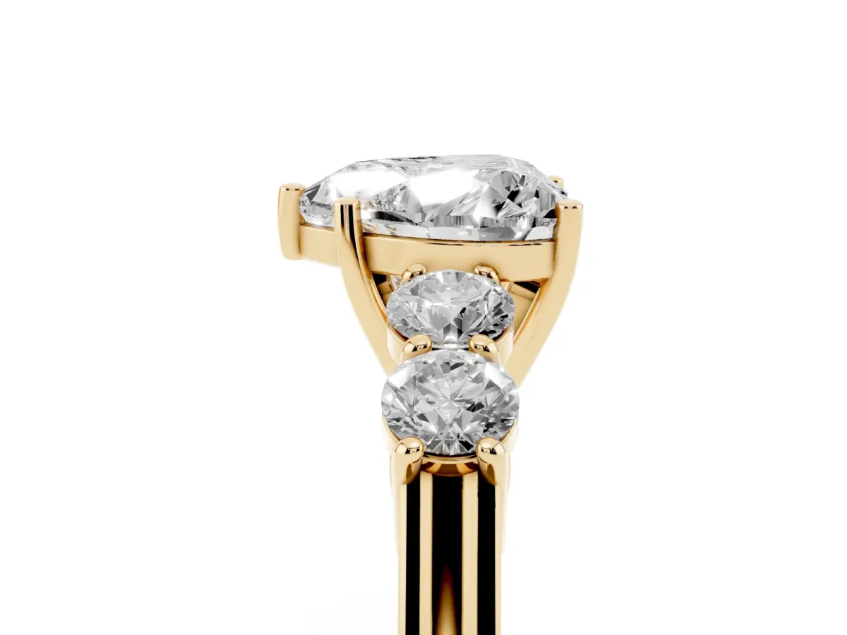 Heart Cut Cut Diamond Five-Stone Prong Set White Gold Ring Yellow gold