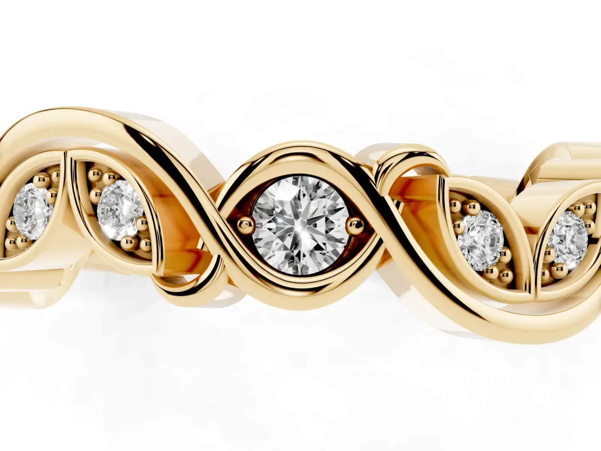 Marquise and Round Diamond Infinity Eternity Band with Bezel Setting Yellow gold