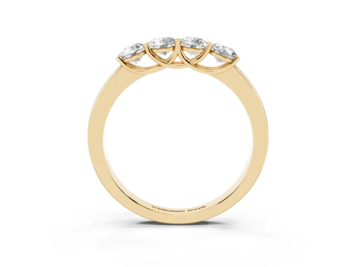 Four-Stone Round Diamond Prong-Set Band Yellow gold
