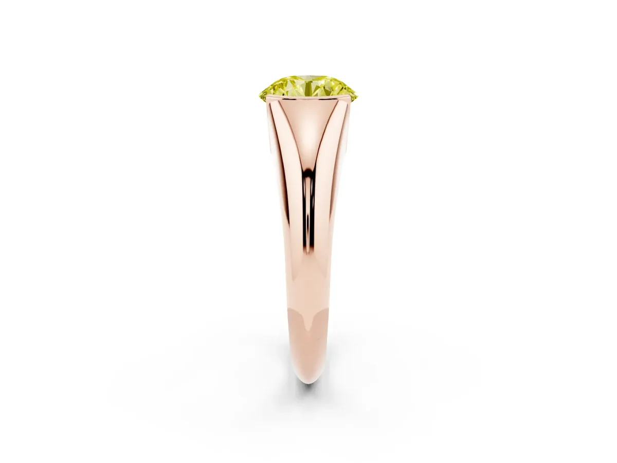 Fancy Yellow Round Cut Solitaire Tension Set Diamond Ring Rose gold