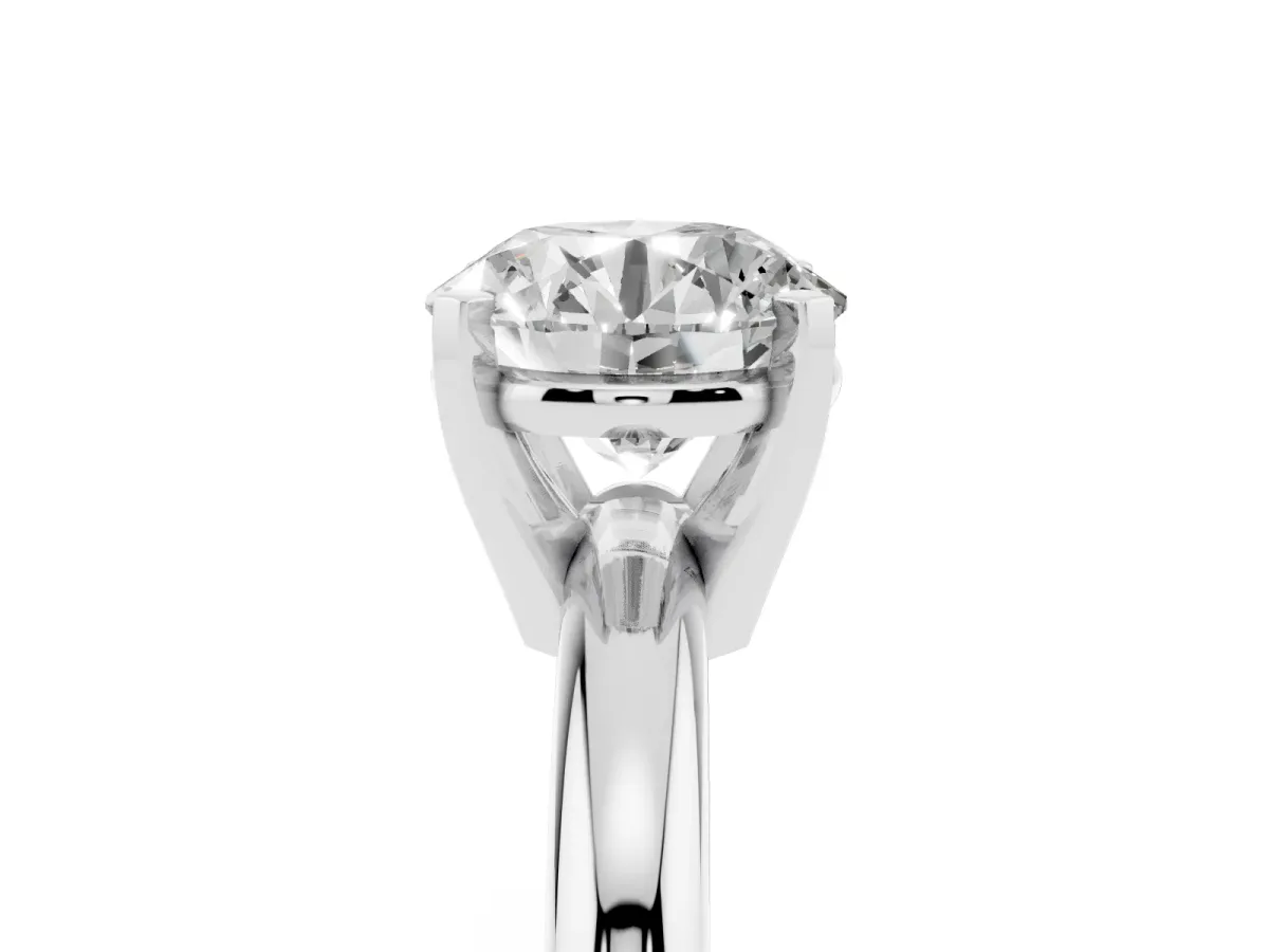 Round Cut Diamond Solitaire Engagement Ring with Round Band and Four-Prong Setting Platinum