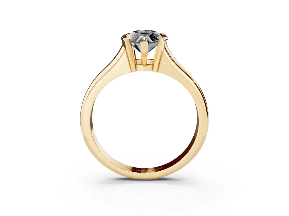 Fancy Black Marquise Cut Solitaire Tension Set Diamond Ring with Split Shank Band Yellow gold