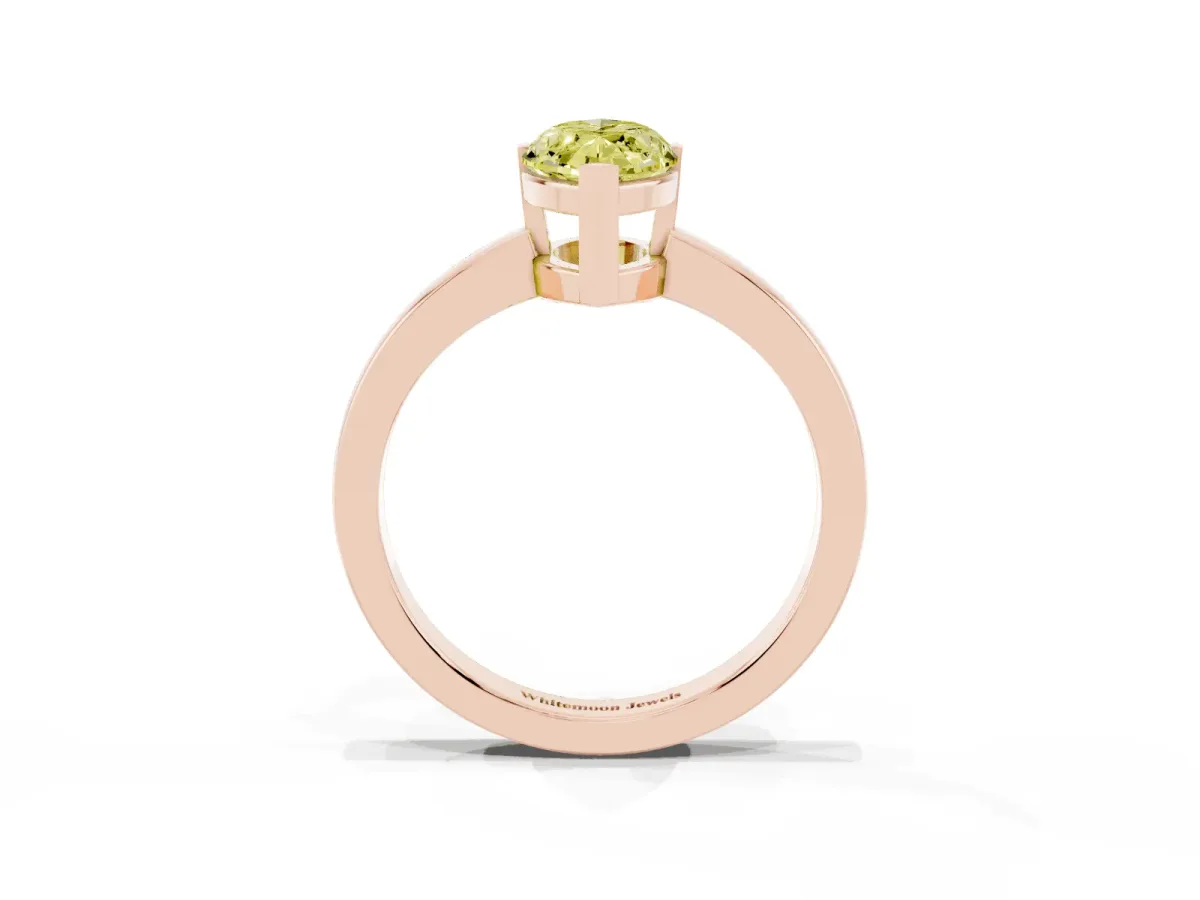 Fancy Yellow Marquise Cut Cut Solitaire Ring with Four-Prong Setting and Classic Band Rose gold