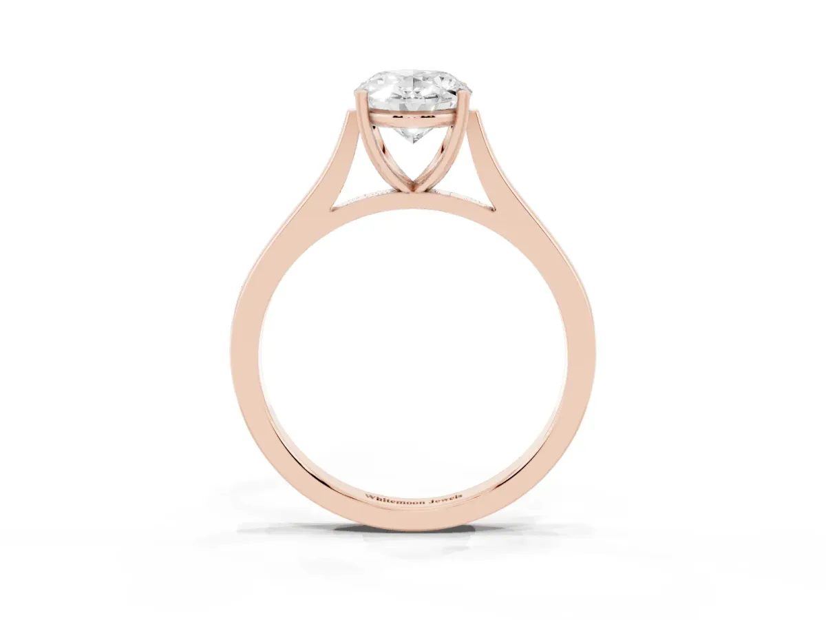 Oval Cut Solitaire Heart Prong Engagement Ring with Tapered Band Rose gold