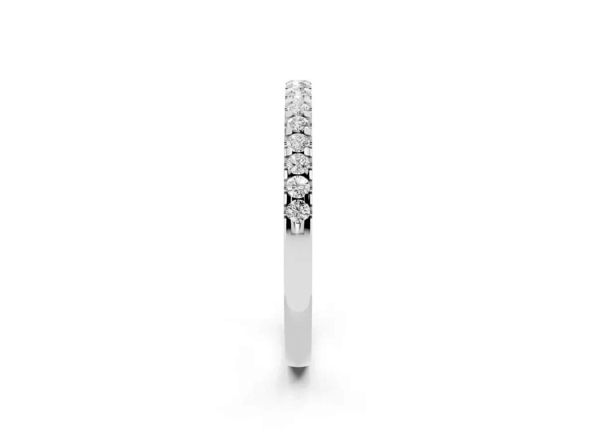 Round Diamond Half Eternity Prong Set Band Silver
