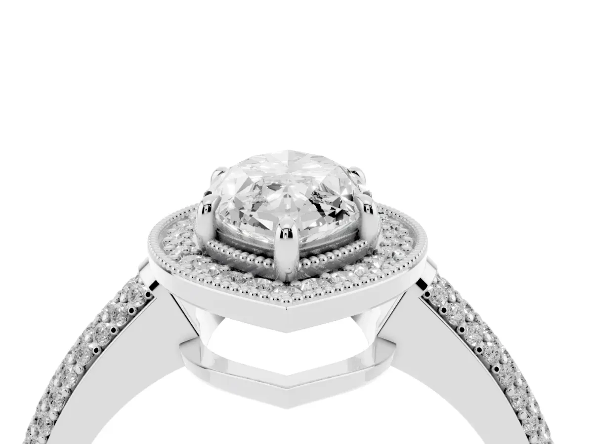 Marquise Cut Cut Halo Diamond Pave Band with Four-Prong Setting Platinum