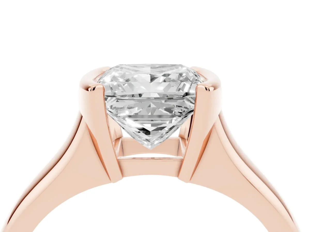 Princess Cut Solitaire Tension Set Diamond Ring with Split Shank Band Rose gold