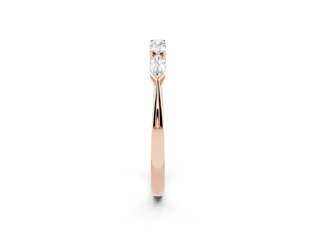 Prong Set Round Diamond Half-Eternity Band Rose gold