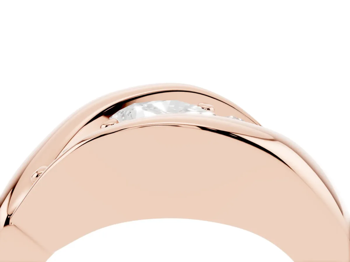 Channel Set Radiant Cut Diamond Crossover Band Rose gold
