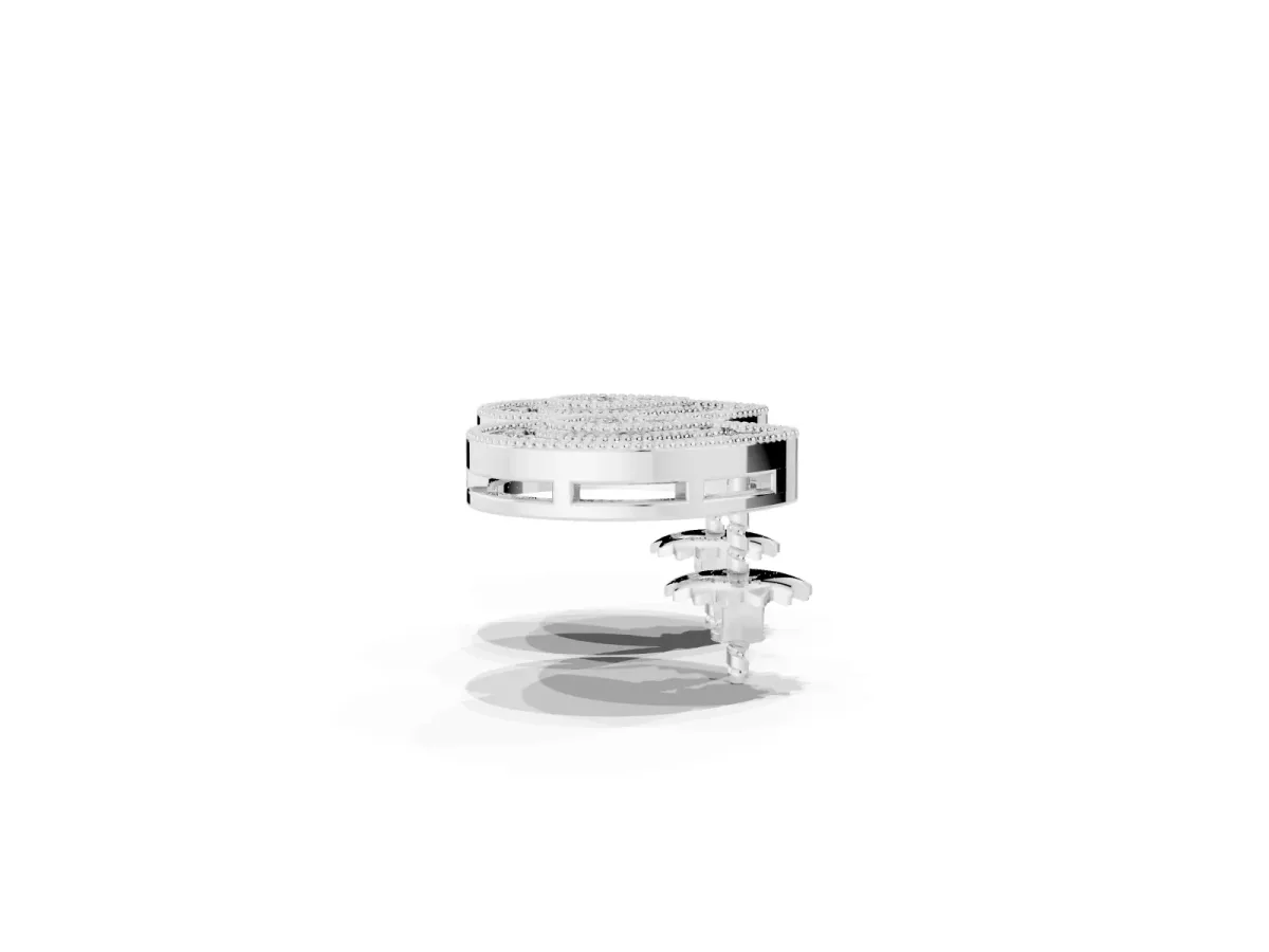 Pavé Pear-Shaped Halo Stud Earrings with Milgrain Detailing Silver