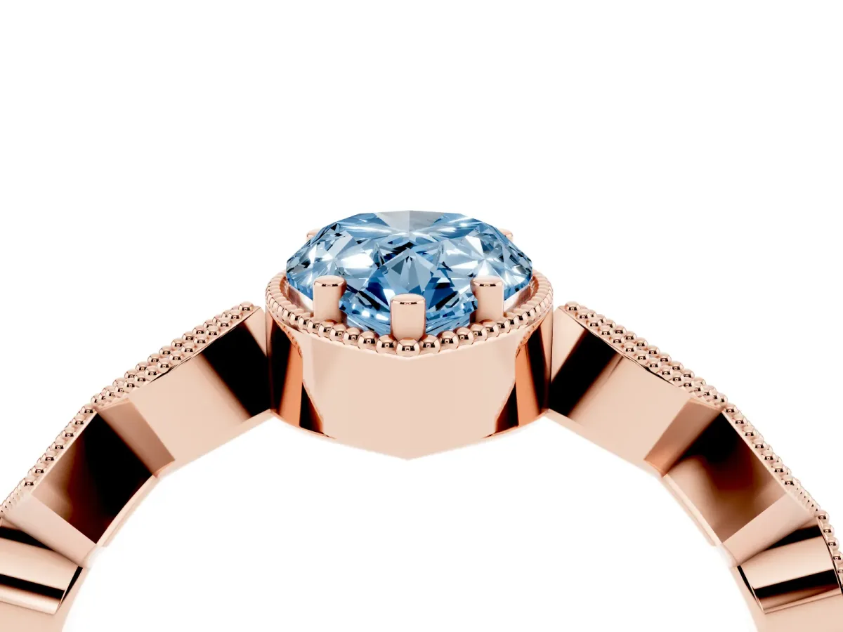 Fancy Blue Pear Cut Milgrain Marquise Diamond Twist Band Ring Rose gold