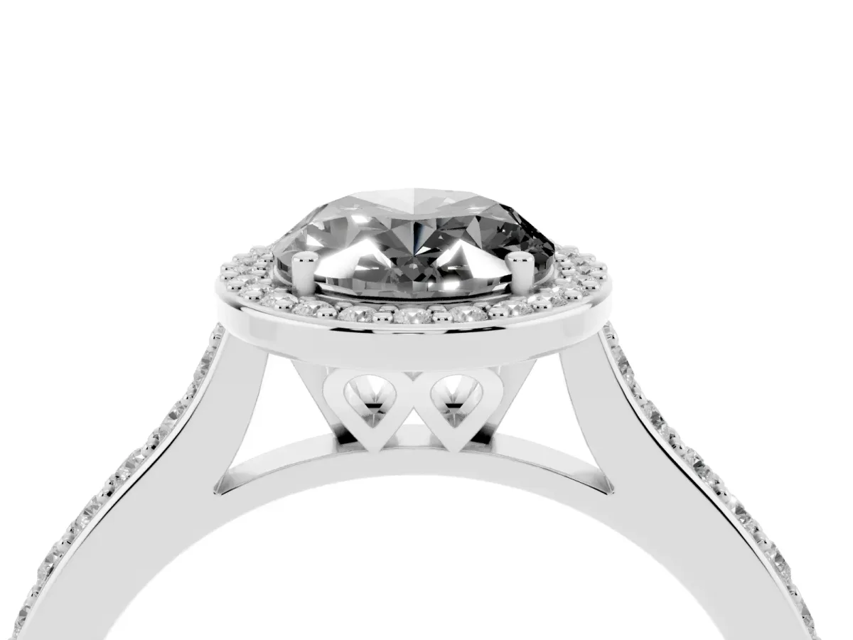 Fancy Black Oval Cut Diamond Halo Engagement Ring with Round Pavé Shoulders and Prong Setting Platinum