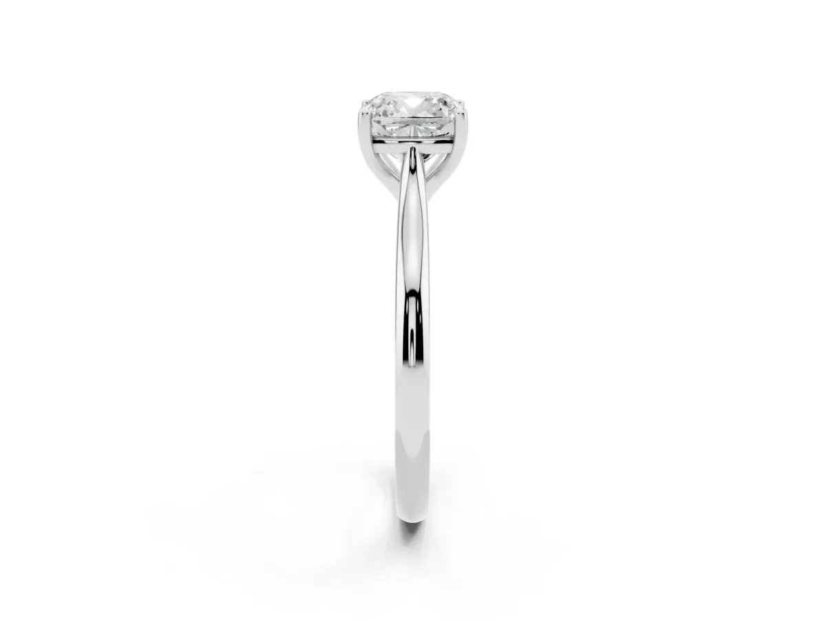 Cushion Cut Cut Solitaire Ring with Cathedral Band and Four-Prong Setting Silver