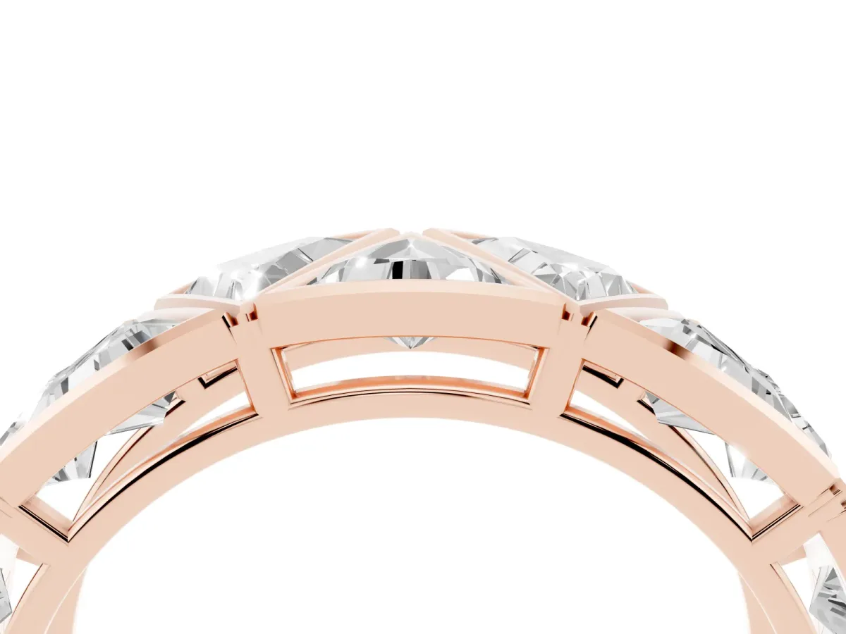 Triangle Diamond Geometric Mens Band Rose gold