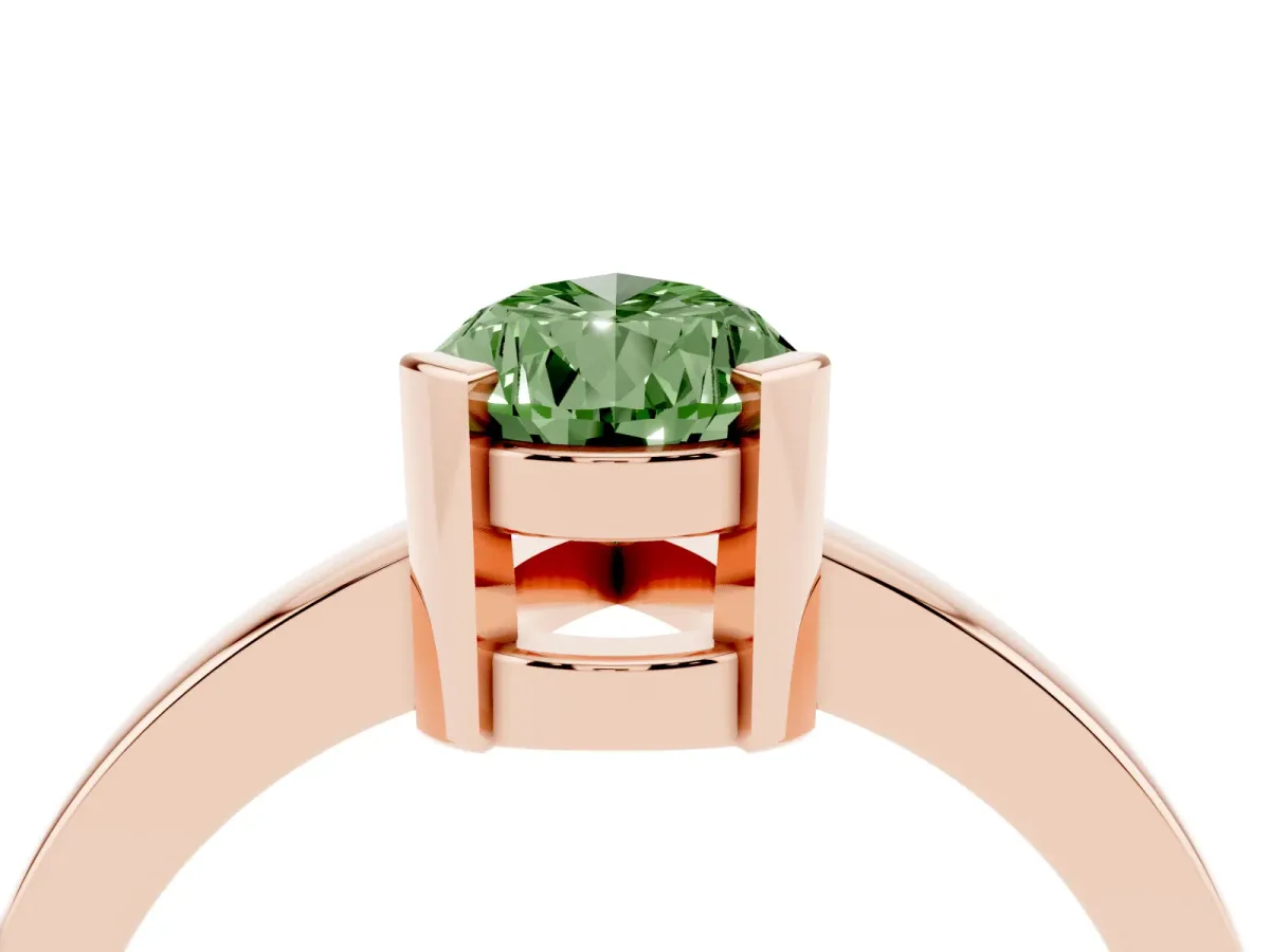 Fancy Green Pear Cut Cut Solitaire Ring with Four-Prong Setting and Classic Band Rose gold