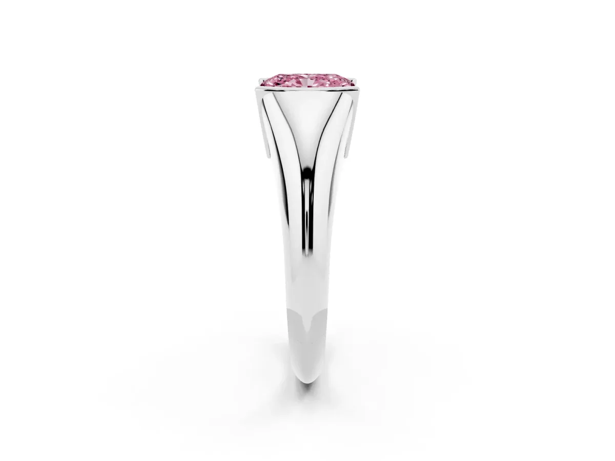 Fancy Pink Radiant Cut Solitaire Tension Set Diamond Ring Platinum