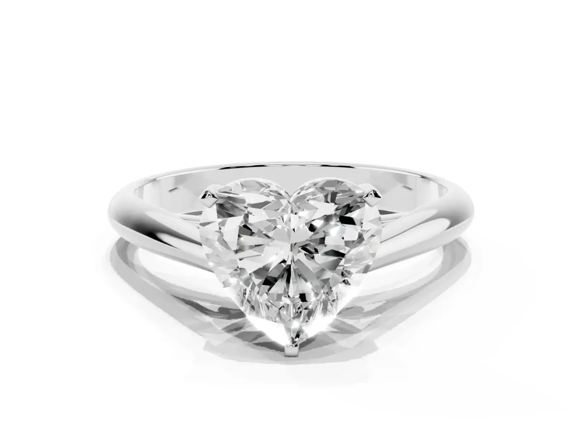 Heart Cut Diamond Solitaire Engagement Ring with Cathedral Setting and Four-Prong Mount Platinum