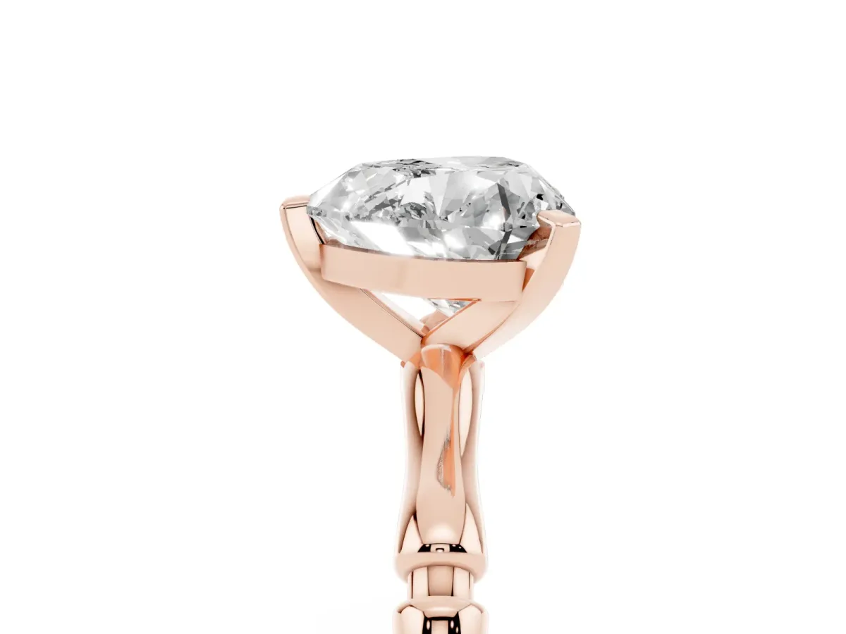 Heart Cut Solitaire Diamond Ring with Bamboo Band and Four-Prong Setting Rose gold