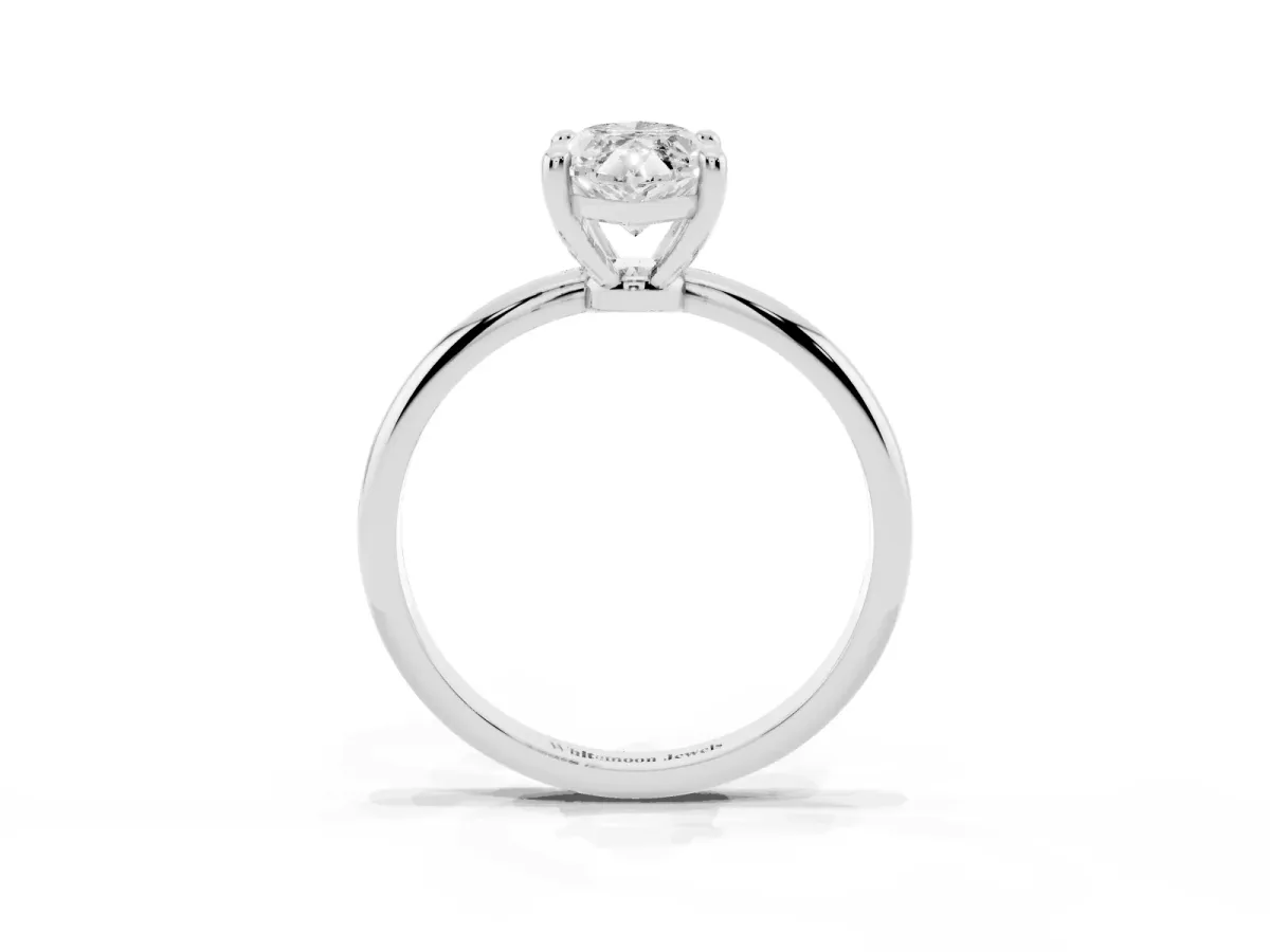 Marquise Cut Solitaire Diamond Ring with 4-Prong Setting on a Classic Band Silver