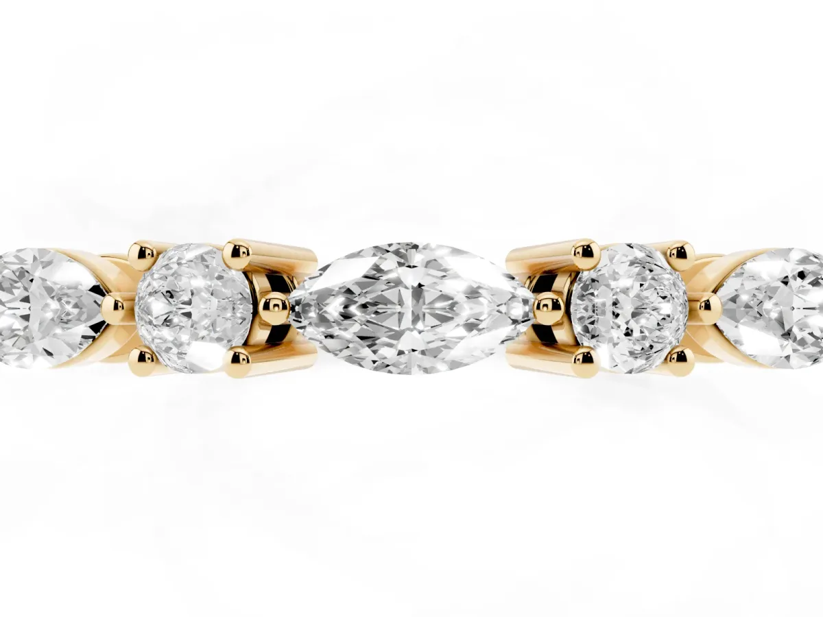 Prong Set Round Diamond Half-Eternity Band Yellow gold