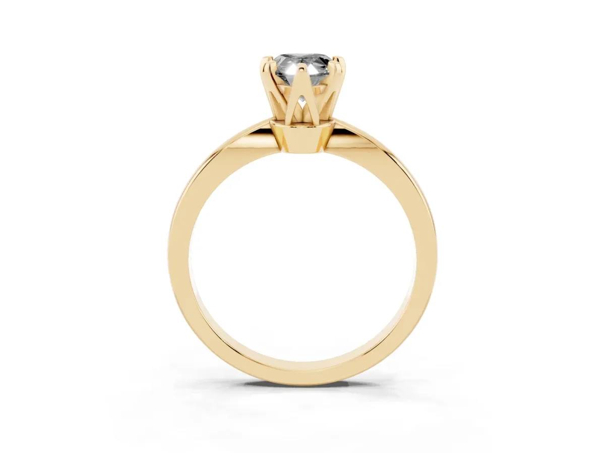 Fancy Black Pear Cut Solitaire Engagement Ring with Six-Prong Setting and Tapered Band Yellow gold