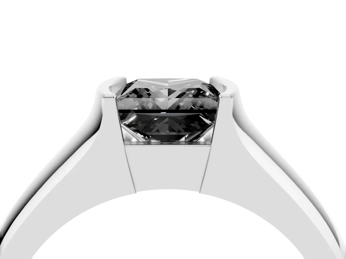 Fancy Black Princess Cut Solitaire Bezel Set Diamond Ring with Wide Band Silver