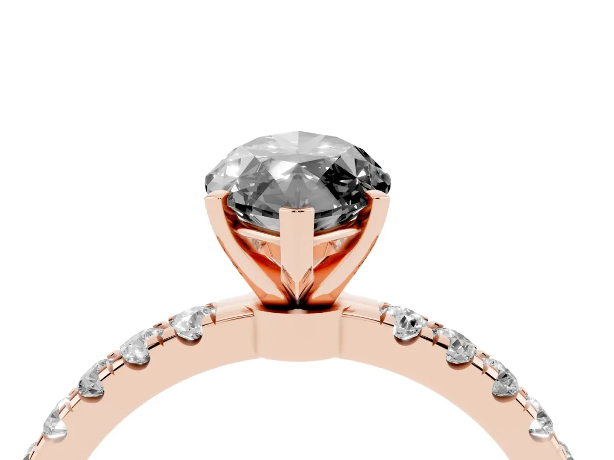 Fancy Black Marquise Cut Diamond Solitaire Ring with Pavé Accents and Four-Prong Setting Rose gold