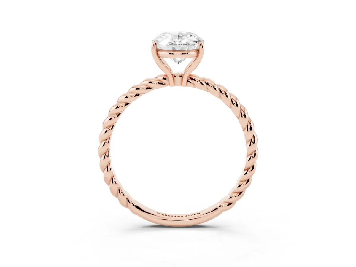 Oval Cut Solitaire Twisted Band 4-Prong Ring Rose gold