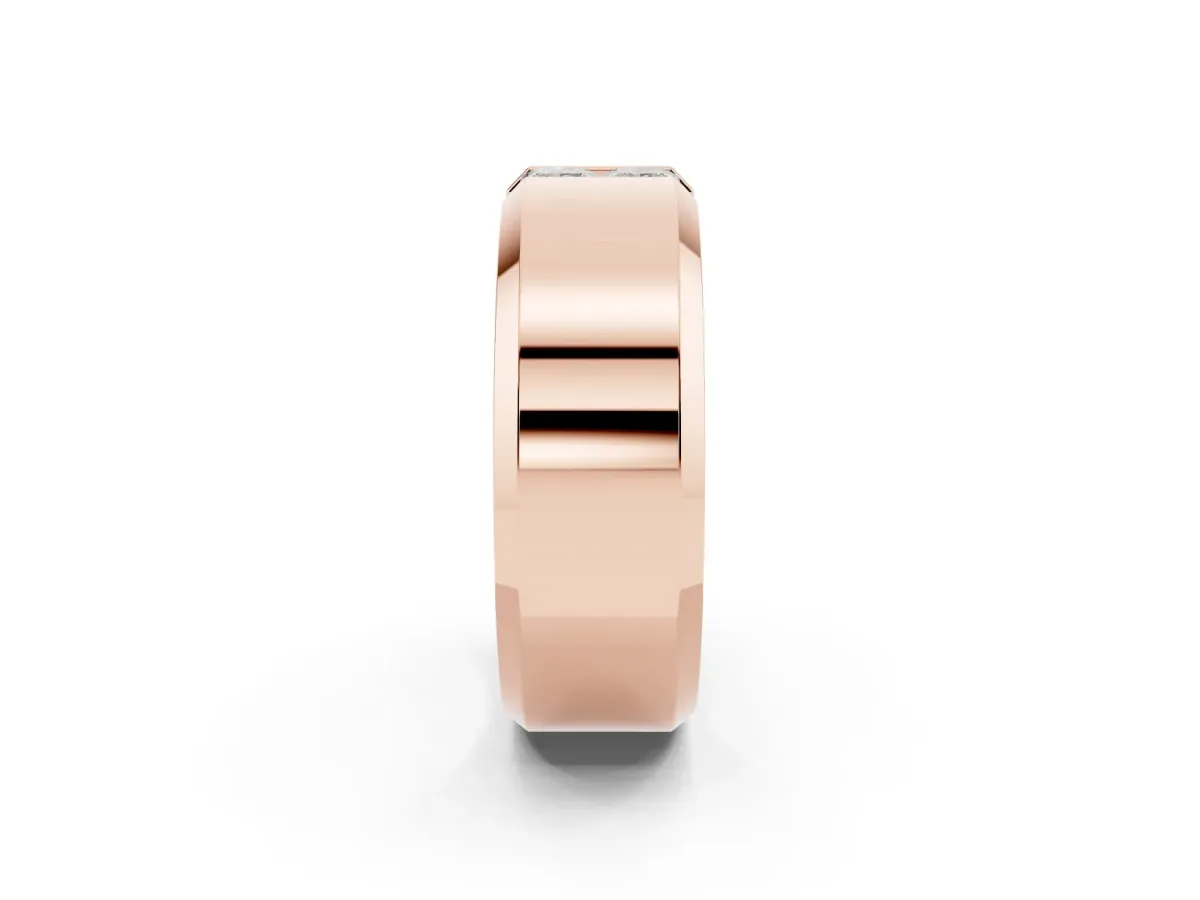 Princess Diamond Two-Stone Mens Band Rose gold