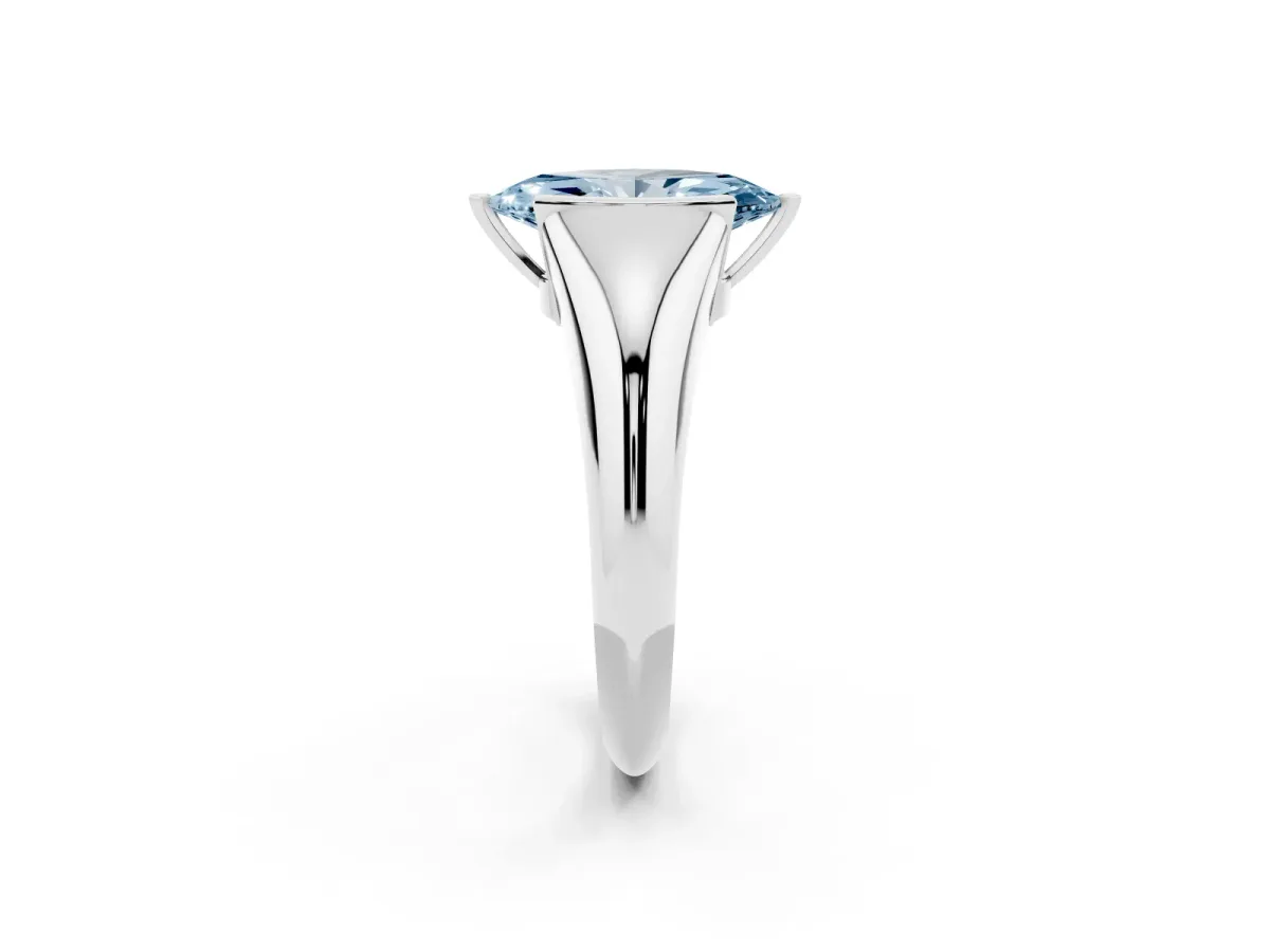 Fancy Blue Marquise Cut Solitaire Tension Set Diamond Ring Platinum