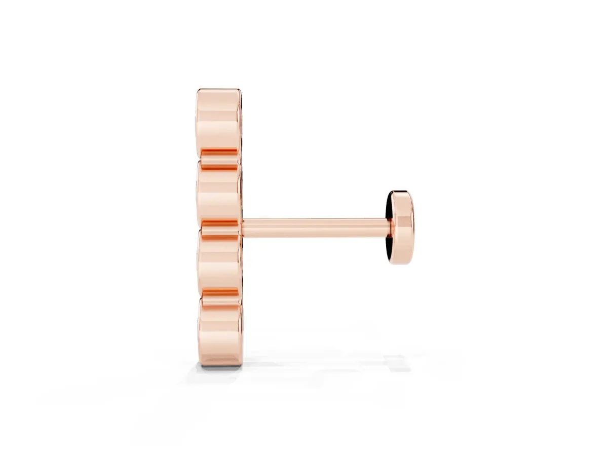 Round Diamond Row Flatback Earring Rose gold