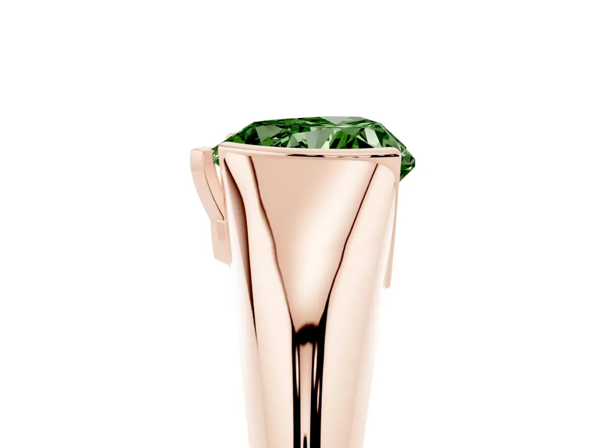 Fancy Green Heart Cut Solitaire Tension Set Diamond Ring Rose gold