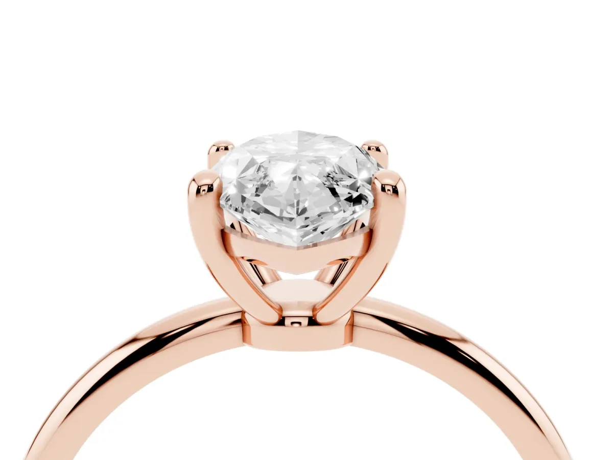 Marquise Cut Solitaire Diamond Ring with 4-Prong Setting on a Classic Band Rose gold