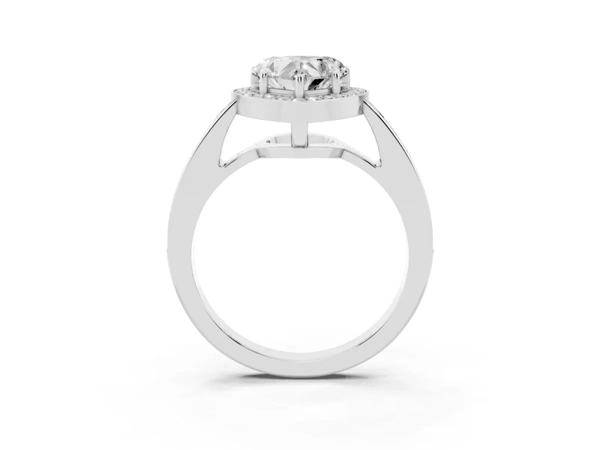 Heart Cut Halo Pavé Diamond Engagement Ring with Bezel Setting Platinum
