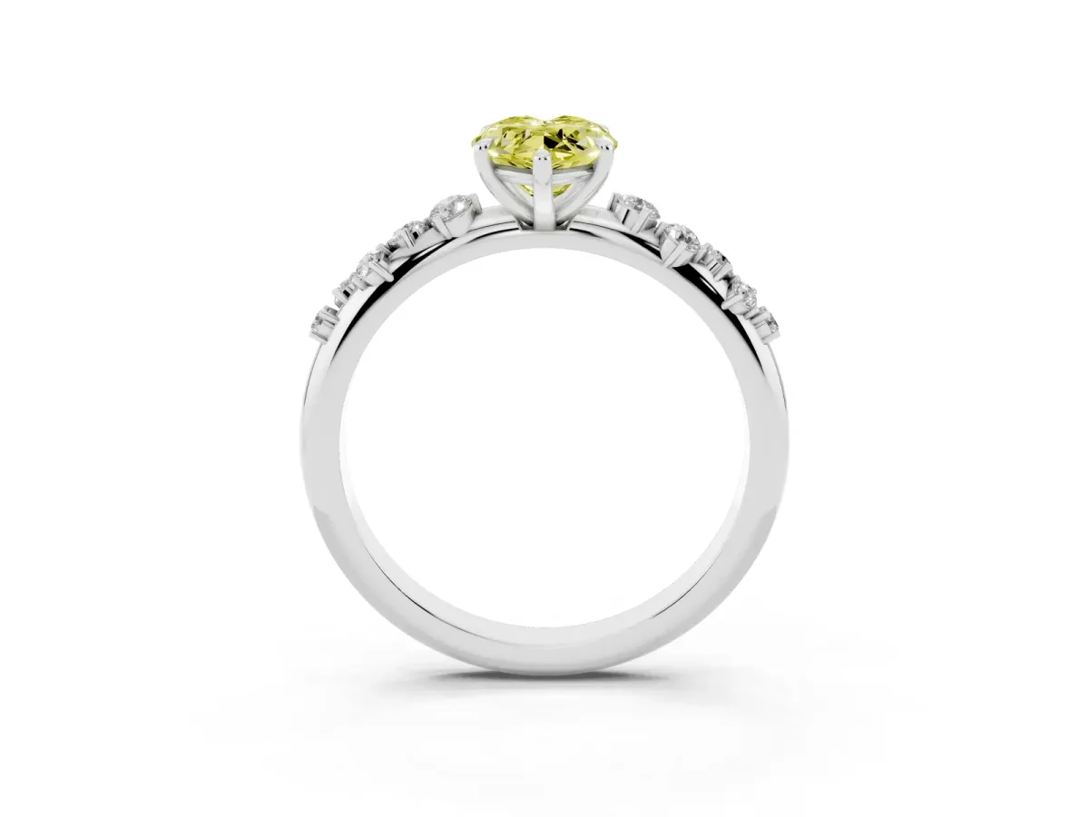 Fancy Yellow Marquise Cut Diamond Cluster Prong-Set Solitaire Ring Silver