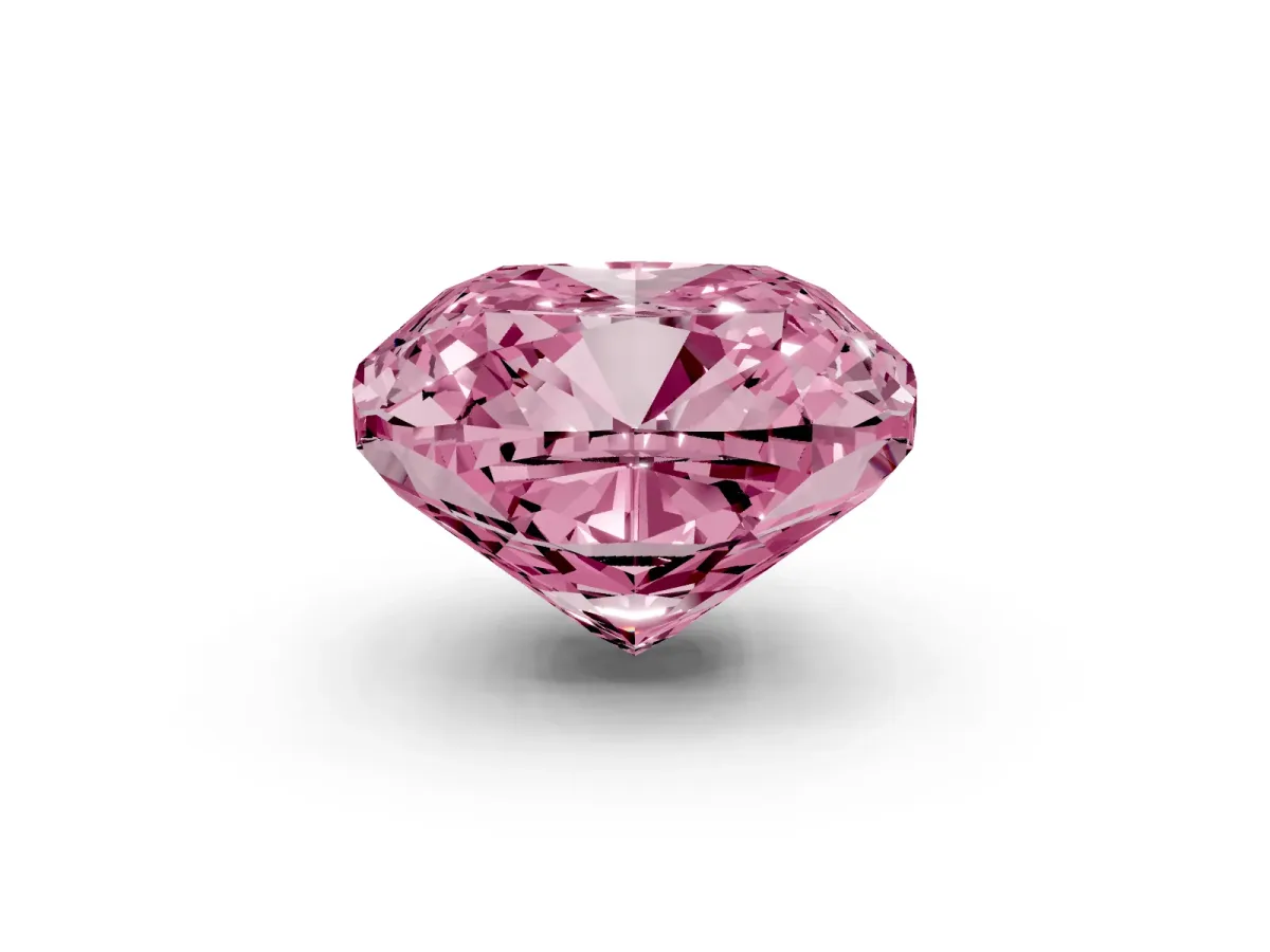 Fancy Pink Cushion Cut Halo Milgrain Solitaire with Bezel Set Side Stones and Pave Band Yellow gold