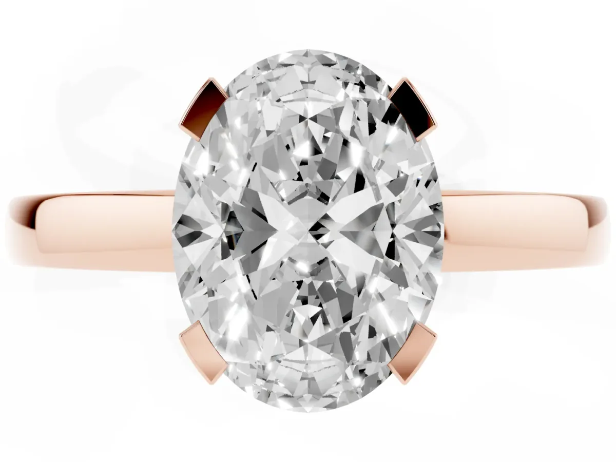 Oval Cut Cut Solitaire Ring with Four-Prong Setting and Classic Band Rose gold