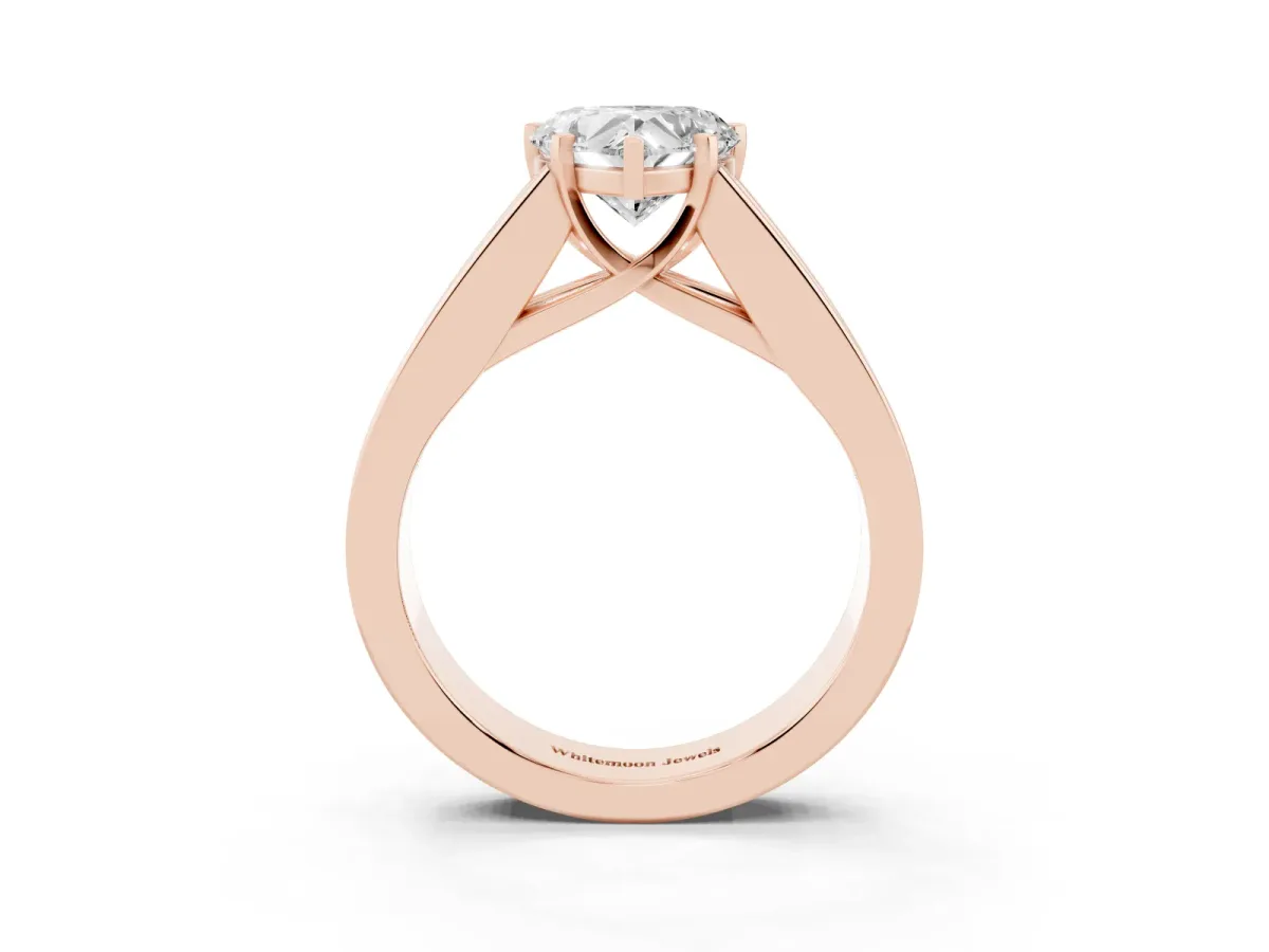 Heart Cut Cut Channel Set Solitaire Ring with Four-Prong Setting Rose gold