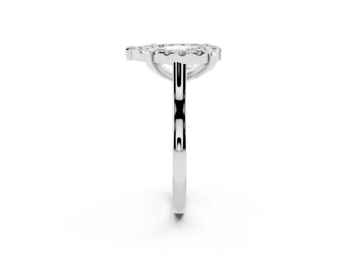 Pear Cut Diamond Cluster Halo Solitaire with Four-Prong Setting Platinum