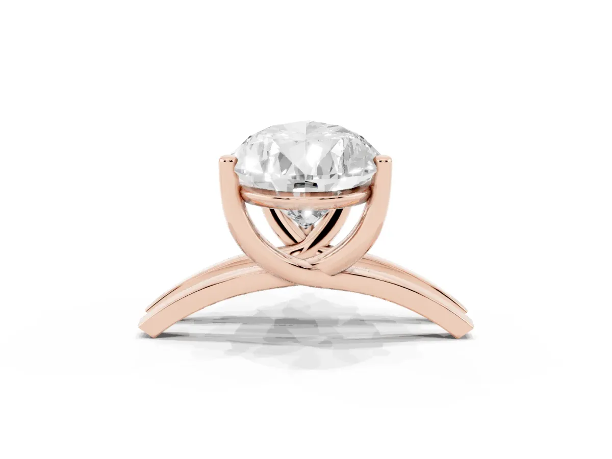 Pear Cut Cut Diamond Solitaire Engagement Ring with Tapered Plain Band and Four-Prong Setting Rose gold
