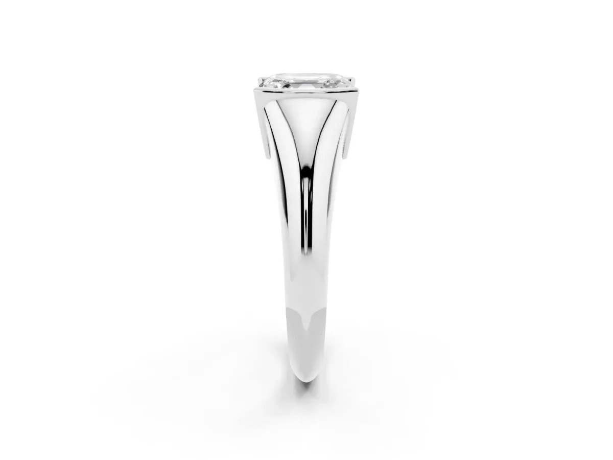 Asscher Cut Solitaire Tension Set Diamond Ring Silver