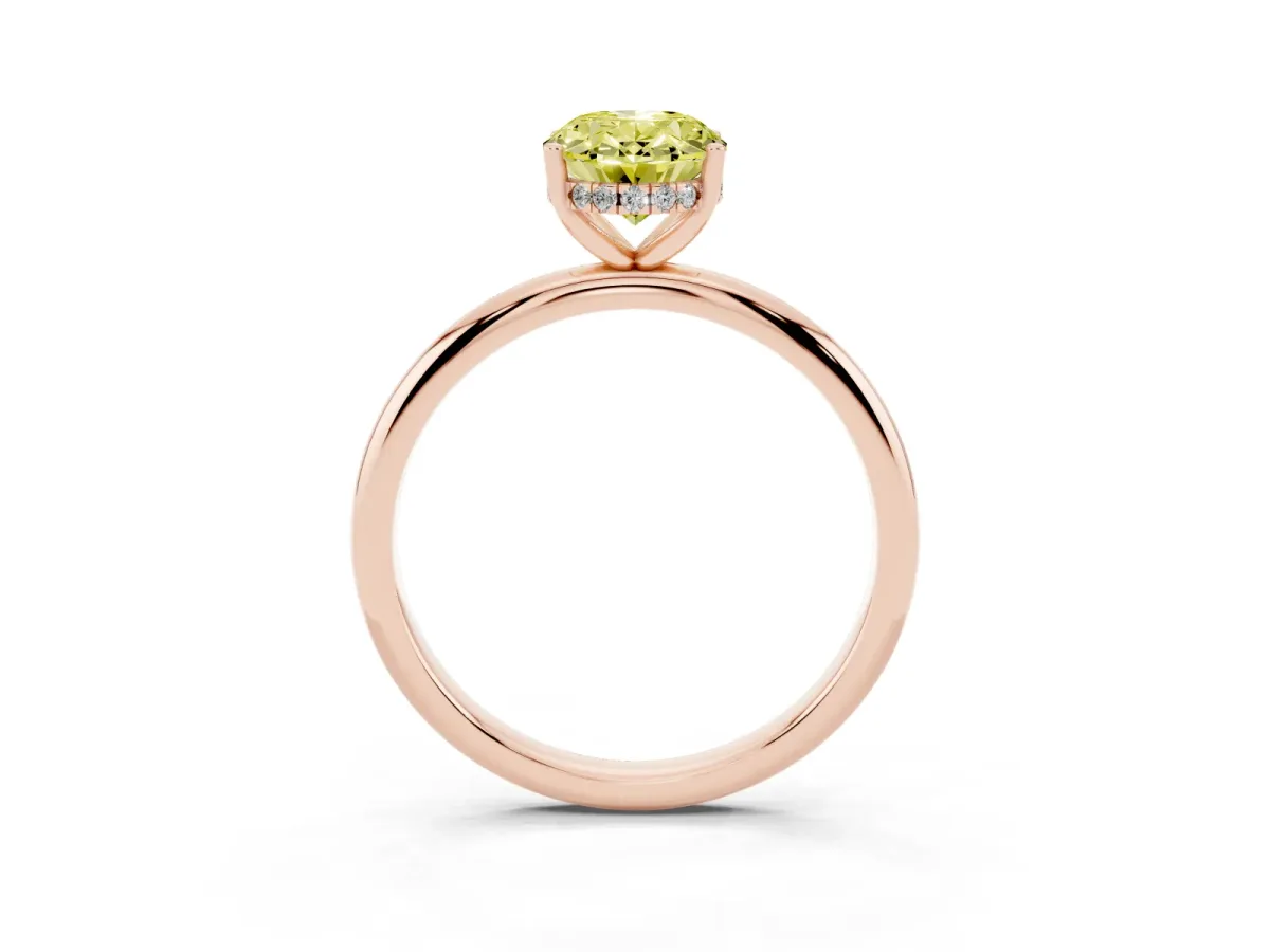 Fancy Yellow Oval Cut Cut Solitaire Engagement Ring with Four-Prong Setting and Classic Band Rose gold
