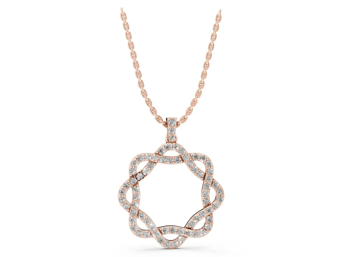 Round Diamond Pavé Infinity Pendant with Prong Setting Rose gold
