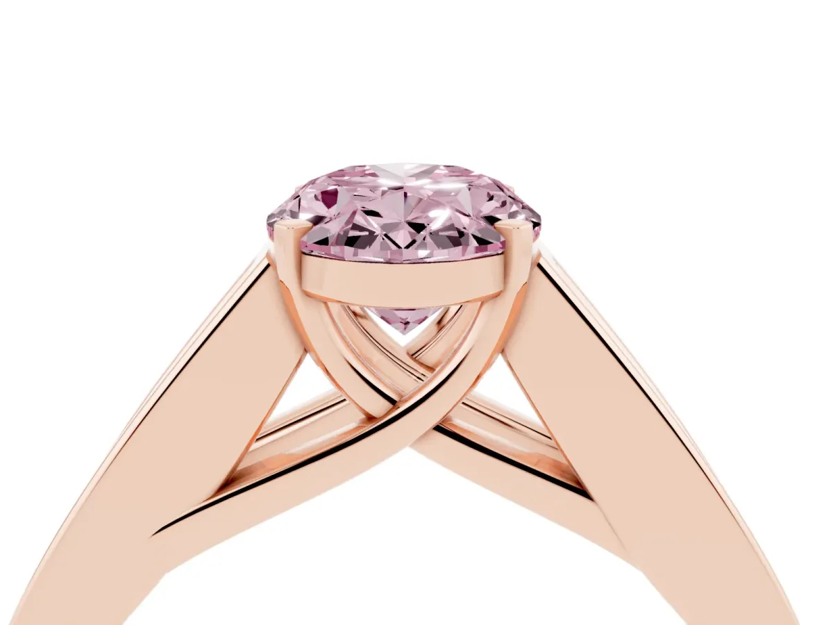 Fancy Pink Oval Cut Cut Channel Set Solitaire Ring with Four-Prong Setting Rose gold