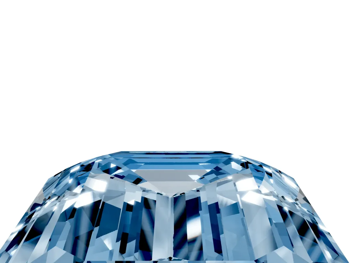 Fancy Blue Emerald Cut Solitaire Twist Band Six-Prong Setting Rose gold